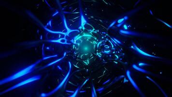 a computer generated image of a tunnel with blue lights coming out of it photo