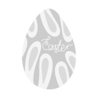 Easter egg patterned bunny ears and lettering Easter in grayscale. Greeting design element concept. Isolated illustration Cards, poster, banner, leaflet, price tag, label, booklet or web promo vector