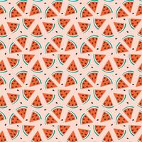 Watermelon slices with seed Seamless Pattern in trendy doodle minimalist. Healthy eating background. Isolated illustration Wallpaper, wrapping, or web promo banner, posting, blogging, leaflets vector