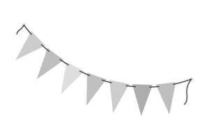 Triangular Pennant garland on string in grayscale. Black Day greeting decorative design element idea. Isolated illustration Thematic cards, posting, blogging or web promo banner, prices, labels vector