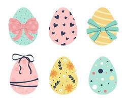 set of easter eggs with different print vector