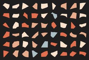 Trendy abstract asymmetric mosaic collection, doodle liquid irregular terrazzo form graphic, flat boho amorphous tile silhouette art, modern organic element design, cute geometric minimal shape set, vector