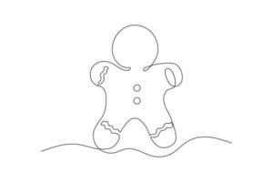 Gingerbread man outline with decorative elements on a simple background vector