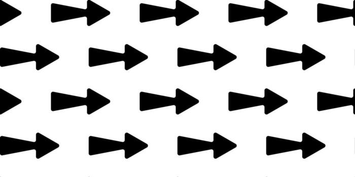 negro flechas arreglado en un repitiendo modelo en un blanco antecedentes vector
