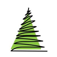 Simple green Christmas tree design with spiral detailing for the holiday season vector