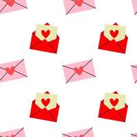 Pattern of colorful envelopes with hearts for romantic occasions and celebrations vector