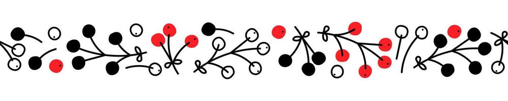 Decorative floral pattern featuring red and black flowers on a white background vector