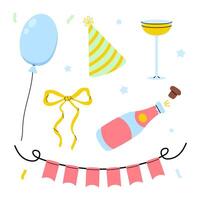 Celebratory elements including balloons and drinks for a joyful gathering or event vector