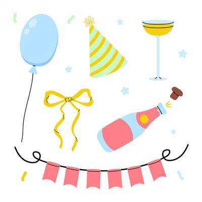 Celebratory elements including balloons and drinks for a joyful gathering or event