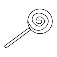 Colorful lollipop with a spiral design resting on a plain background vector