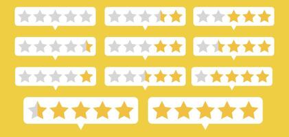 star rating icon featuring a yellow outline and flat design. Top evaluation bar for restaurant, system, or app feedback. vector