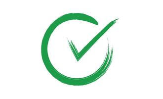 Hand painted green check mark icon. Approval symbol is a checkmark. vector