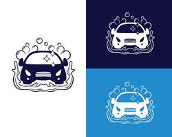 Hand drawn car wash logo with bubble and water illustration vector