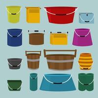collection of buckets with different shapes and colors vector