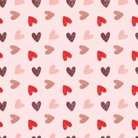 Seamless Patterned Background Featuring Hand-Drawn Hearts in Various Colors vector