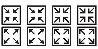 Full screen and exit full screen icon set vector