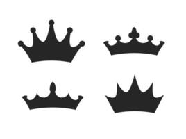 Crown icon set. King, queen crown silhouette vector