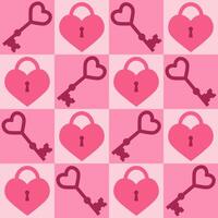 Seamless pattern with pink heart shaped lock and key. Template for Valentine holiday design vector