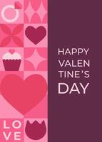 Valentine's day greeting card with pink geometric pattern. Template for Valentine holiday design vector