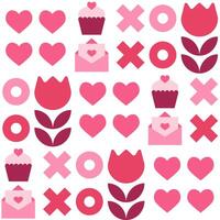 Valentine's day seamless pattern with pink elements on white background. Template for Valentine holiday design vector