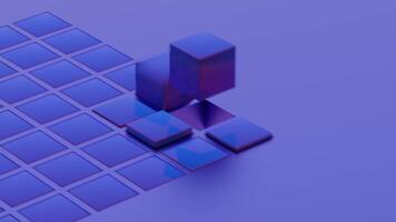 3d rendering of a blue cube on a blue background video