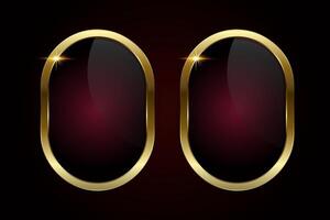 Two contemporary oval design outlined in a smooth gold finish against a black-to-maroon gradient fill. two glowing highlight at the top-left adds a striking elements vector