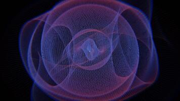 A blue and red abstract image of a circular shape video