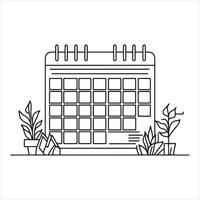 Continuous single line drawing calendar icon planning and scheduling silhouette on white background vector