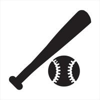 Baseball Bat and Ball black silhouette on white background vector