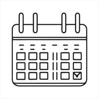 Continuous single line drawing calendar icon planning and scheduling silhouette white background vector