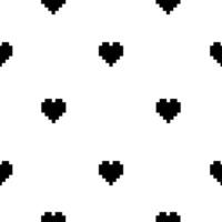 Seamless pattern with black pixel hearts. Stylish trendy design for Valentine's Day. Seamless background for web banner, textile print, wrapping paper. vector