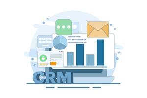 CRM concept for business, customer relationship management. Business using CRM software to manage customers, Business analytics, CRM technology. flat design. vector