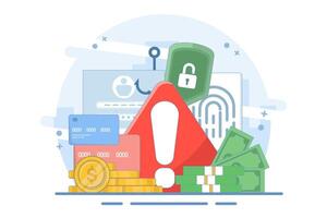 internet hacker attack and personal data security concept. Computer security technology. Anonymous hackers attack computers. Hackers steal personal data. illustration on the background vector