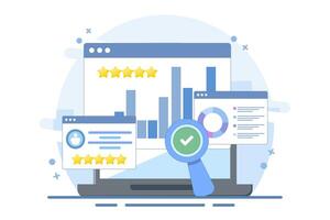Business concepts with online business reports, Business data analysis, Big data for business, Data science, Business statistics and statements, Analytical dashboard. vector