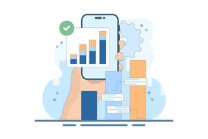 Analyzing diagram and graph concepts. Planning business strategies and managing data and finances. Analyzing and researching data analysis. Infographics and graphs on dashboards. vector