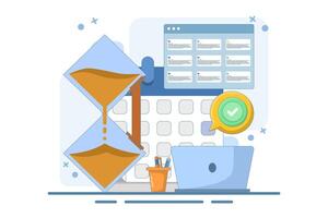 Planning concept Time management, schedule, deadline, planner, planning and organizing. Time organization efficiency. Project team work schedule. Good business process. Flat design illustration. vector
