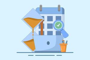 Planning concept Time management, schedule, deadline, planner, planning and organizing. Time organization efficiency. Project team work schedule. Good business process. Design illustration. vector