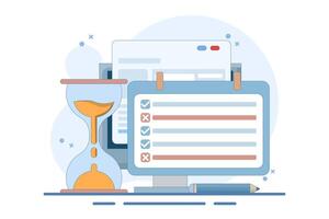 schedule planning concept. priority, important, reminder of days on calendar. setting and timing. Flat cartoon style. Flat illustration on background vector