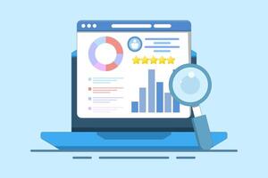 Business concept with online business report, Business data analysis, Big data for business, Data science, Business statistics and statements, Analytical dashboard. Illustration. vector