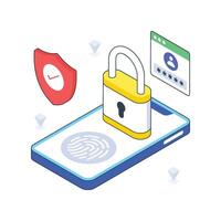 Secure Login isometric Colored illustration. vector