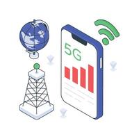 Mobile Network isometric Colored illustration vector