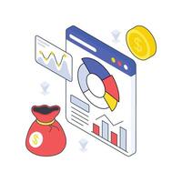 Financial Data Analytics isometric Colored illustration. vector