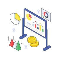 Analysis Presentation isometric Colored illustration. vector