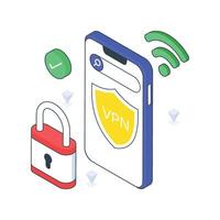 VPN Proxy Security isometric Colored illustration. vector