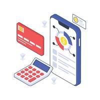 Accounting Application isometric Colored illustration vector