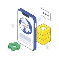 Mobile Data Hosting isometric Colored illustration vector