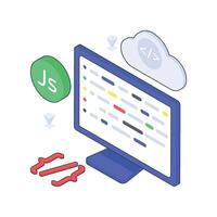 Cloud Code isometric Colored illustration. vector