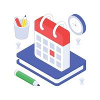 Study Schedule isometric Colored illustration vector