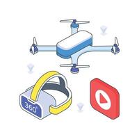 Drone 360 View isometric Colored illustration vector