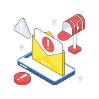 Empty Inbox isometric Colored illustration vector